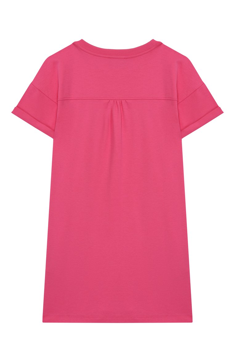 Детское хлопковое платье MOSCHINO фуксия цвета, арт. HDV0G9/LAA40/10-14 | Фото 2 (Рукава: Короткие; Материал внешний: Хлопок; Случай: Повседневный; Девочки Кросс-КТ: Платье-одежда; Автоматизация ТО: Проставлено; Автоматизация состава: Проставлено; Тематический товар: Teddy Bear; Ростовка одежда: 10 - 11 лет | 140 - 146см, 12 лет | 152 см, 16 лет | 164 см)