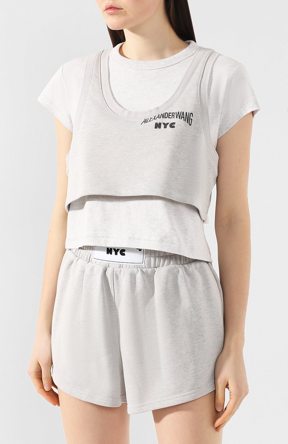 Хлопковая футболка ALEXANDERWANG.T серого цвета по цене 31950 руб., арт. 4C191090, фото 3 Хлопковая футболка ALEXANDERWANG.T, арт. 4C191090, фото 3