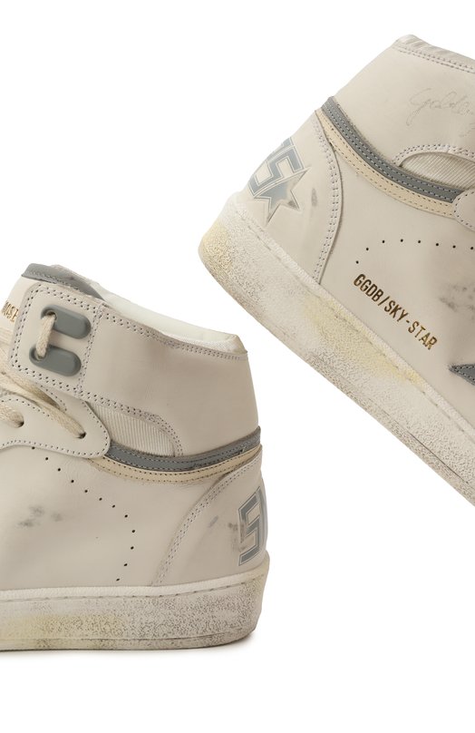 Кожаные кеды Sky-Star Golden Goose Deluxe Brand GMF00835.F006602 Белый  GMF00835.F006602 Фото 7