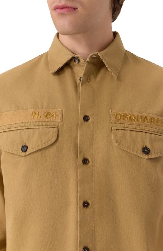 Хлопковая рубашка Dsquared2 S74DM0952/D35264 Бежевый  S74DM0952/D35264 Фото 5