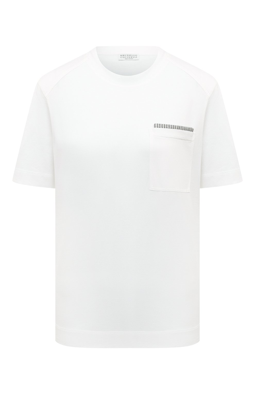 Хлопковая футболка BRUNELLO CUCINELLI белого цвета по цене 69950 руб., арт. M0T81HR200, фото 1 Хлопковая футболка BRUNELLO CUCINELLI, арт. M0T81HR200, фото 1