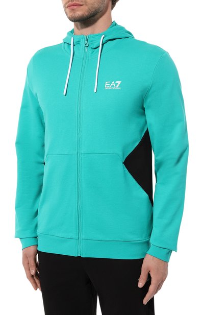 Хлопковый спортивный костюм EA7 бирюзового цвета по цене 19950 руб., арт. 3DPV52/PJ05Z, фото 2 Хлопковый спортивный костюм EA7, арт. 3DPV52/PJ05Z, фото 2