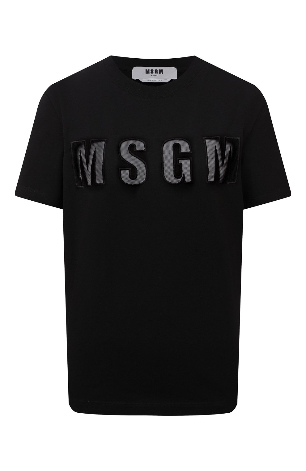 Хлопковая футболка MSGM черного цвета по цене 21350 руб., арт. 3141MDM173 217798, фото 1 Хлопковая футболка MSGM, арт. 3141MDM173 217798, фото 1