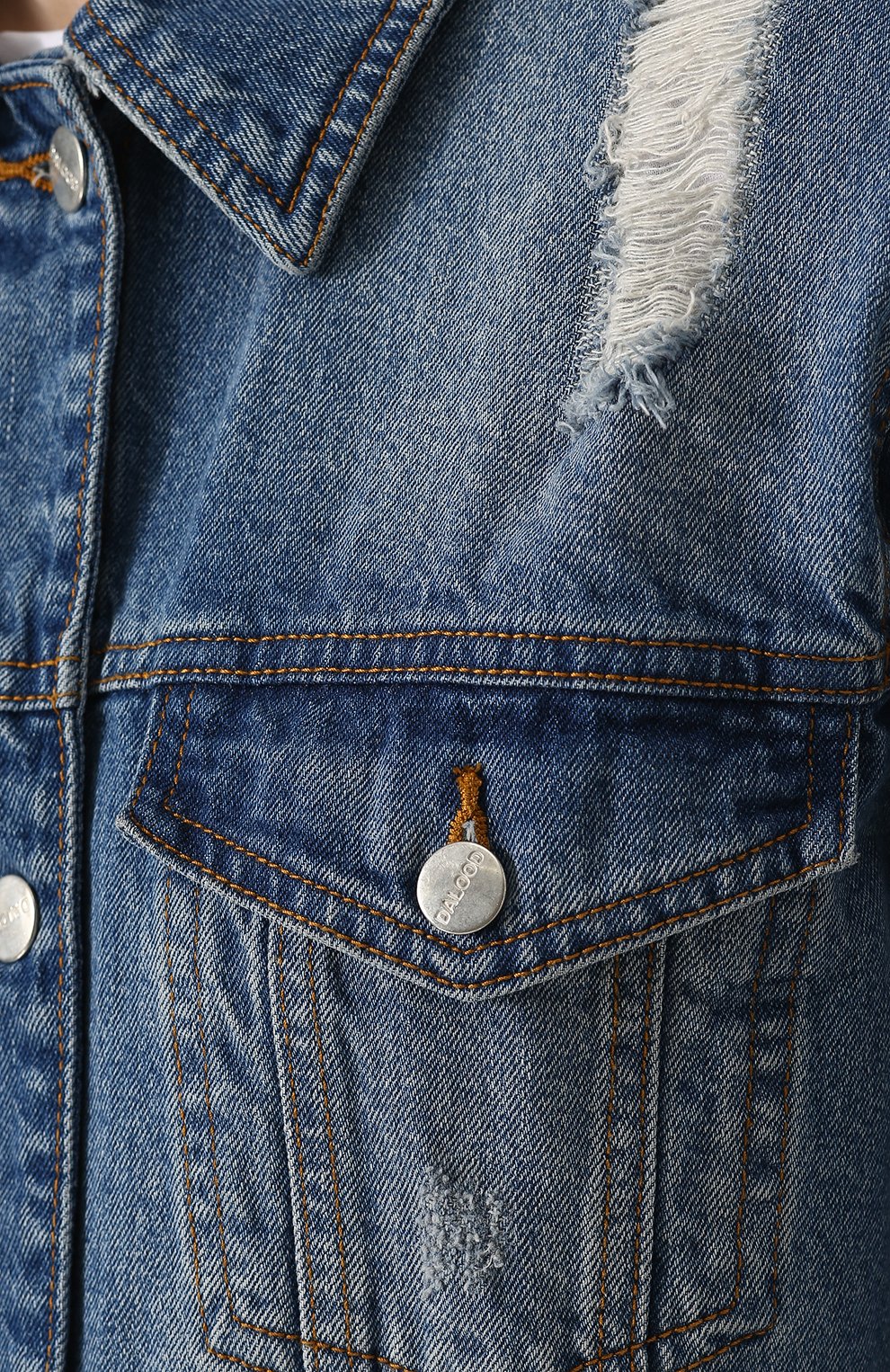 Джинсовая куртка с потертостями и декорированной спинкой DALOOD, арт. PD0179R18/DARK BLUE, фото 5
