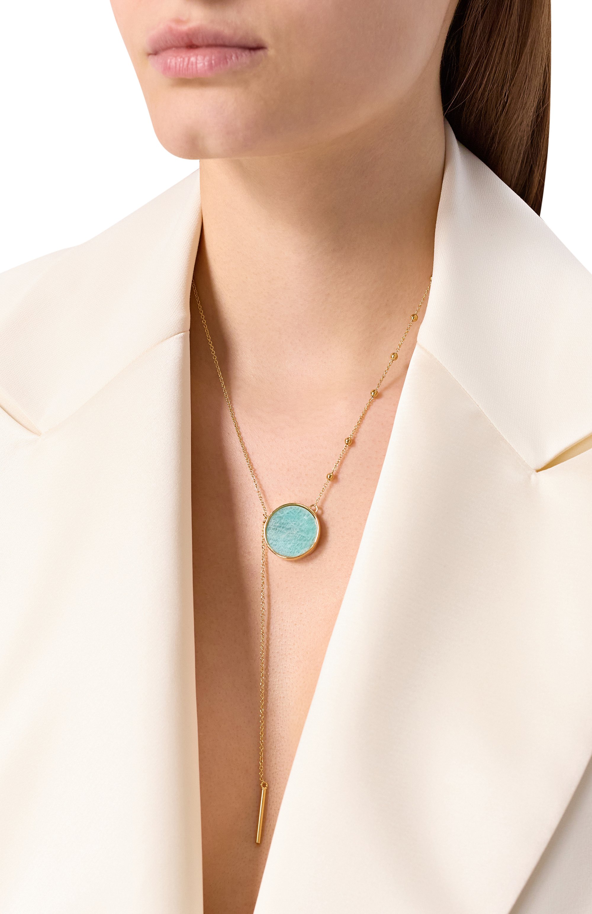 Подвеска на цепочке CRYSTALLINE JEWELLERY бирюзового цвета по цене 14960 руб., арт. 590С, фото 2 Подвеска на цепочке CRYSTALLINE JEWELLERY, арт. 590С, фото 2