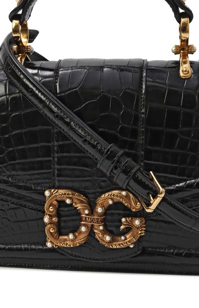 Сумка dg amore из кожи крокодила DOLCE & GABBANA черного цвета по цене 2560000 руб., арт. BB6675/B2DF8/AMIS, фото 3 Сумка dg amore из кожи крокодила DOLCE & GABBANA, арт. BB6675/B2DF8/AMIS, фото 3