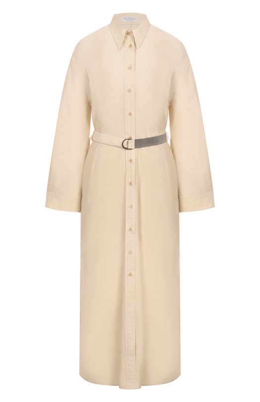 Хлопковое платье Brunello Cucinelli M0F79AHB46 Кремовый M0F79AHB46