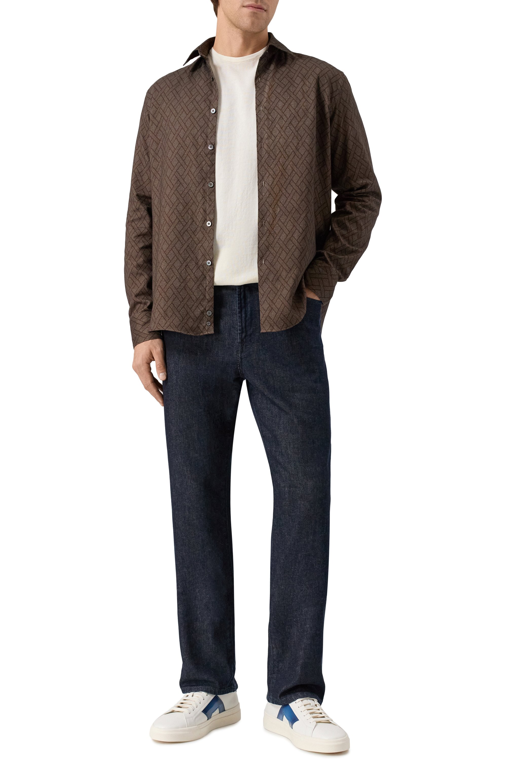 Хлопковая рубашка CANALI темно-коричневого цвета по цене 63900 руб., арт. CSL7079/GL03681, фото 2 Хлопковая рубашка CANALI, арт. CSL7079/GL03681, фото 2