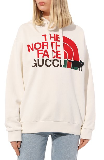 Хлопковое худи the north face x gucci GUCCI кремового цвета по цене 141120 руб., арт. 615061 XJDTD, фото 3 Хлопковое худи the north face x gucci GUCCI, арт. 615061 XJDTD, фото 3