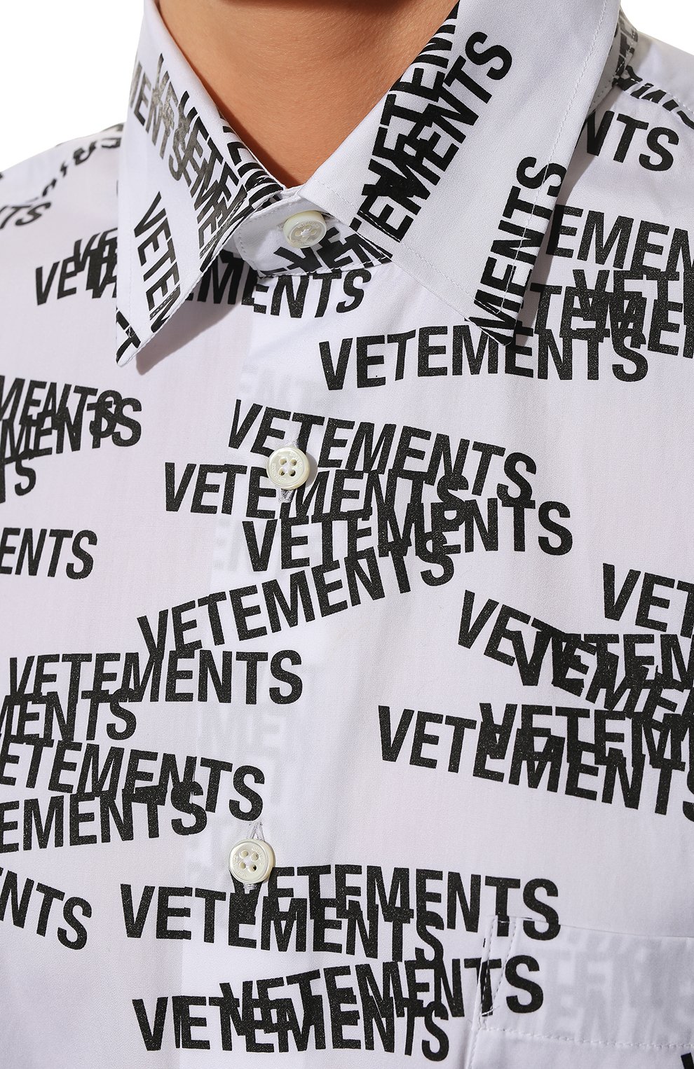 Хлопковая рубашка VETEMENTS черно-белого цвета по цене 89950 руб., арт. UE52SH160B 1000/W, фото 5 Хлопковая рубашка VETEMENTS, арт. UE52SH160B 1000/W, фото 5