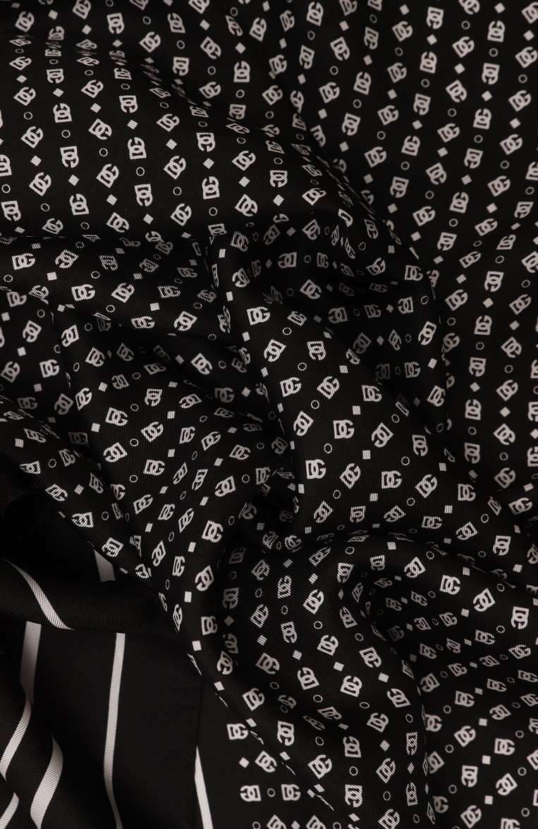 Женский шелковый платок DOLCE & GABBANA черного цвета, арт. GQ260E/G0WQG | Фото 4 (Принт: С принтом; Материал: Текстиль, Шелк; Материал сплава: Проставлено; Нос: Не проставлено)