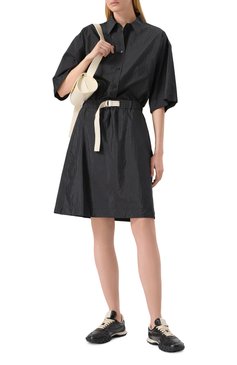 Женская юбка JIL SANDER черного цвета, арт. J40MA0169-J70003 | Фото 2 (Материал внешний: Шелк, Синтетический материал; Стили: Минимализм; Кросс-КТ: костюм; Длина Ж (юбки, платья, шорты): Мини)