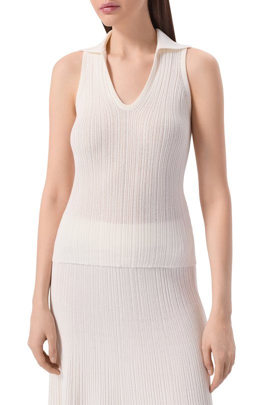 Топ из хлопка и шелка Agnona KT11020E/7Q180PE Белый  KT11020E/7Q180PE Фото 3