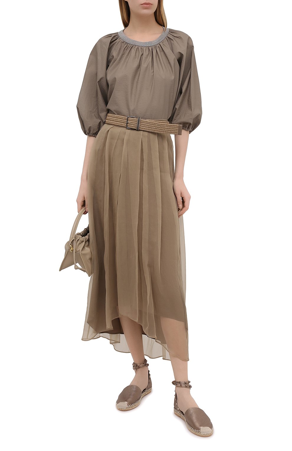 Хлопковый топ BRUNELLO CUCINELLI хаки цвета по цене 125000 руб., арт. M0F79FC400, фото 2 Хлопковый топ BRUNELLO CUCINELLI, арт. M0F79FC400, фото 2