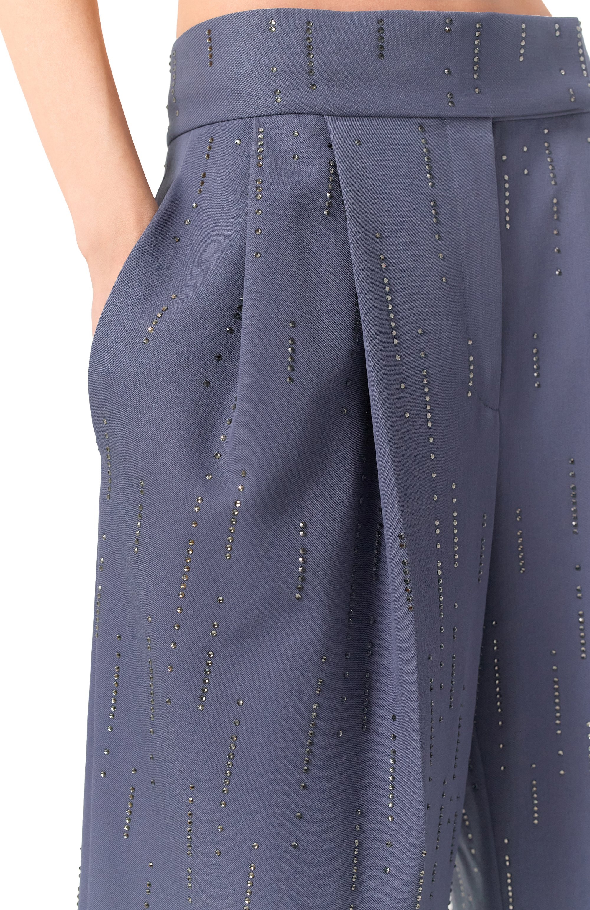 Шерстяные брюки с отделкой стразами THE ATTICO, арт. 247WCP102, фото 5