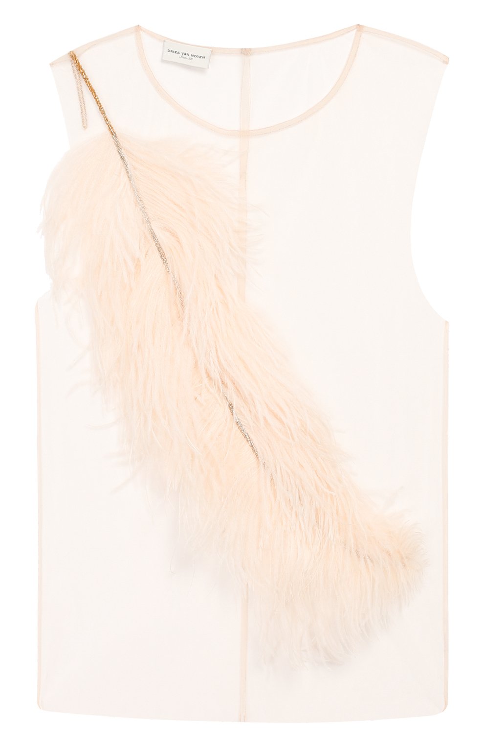 Топ с отделкой перьями DRIES VAN NOTEN розового цвета по цене 69950 руб., арт. 201-18632-9305, фото 1 Топ с отделкой перьями DRIES VAN NOTEN, арт. 201-18632-9305, фото 1