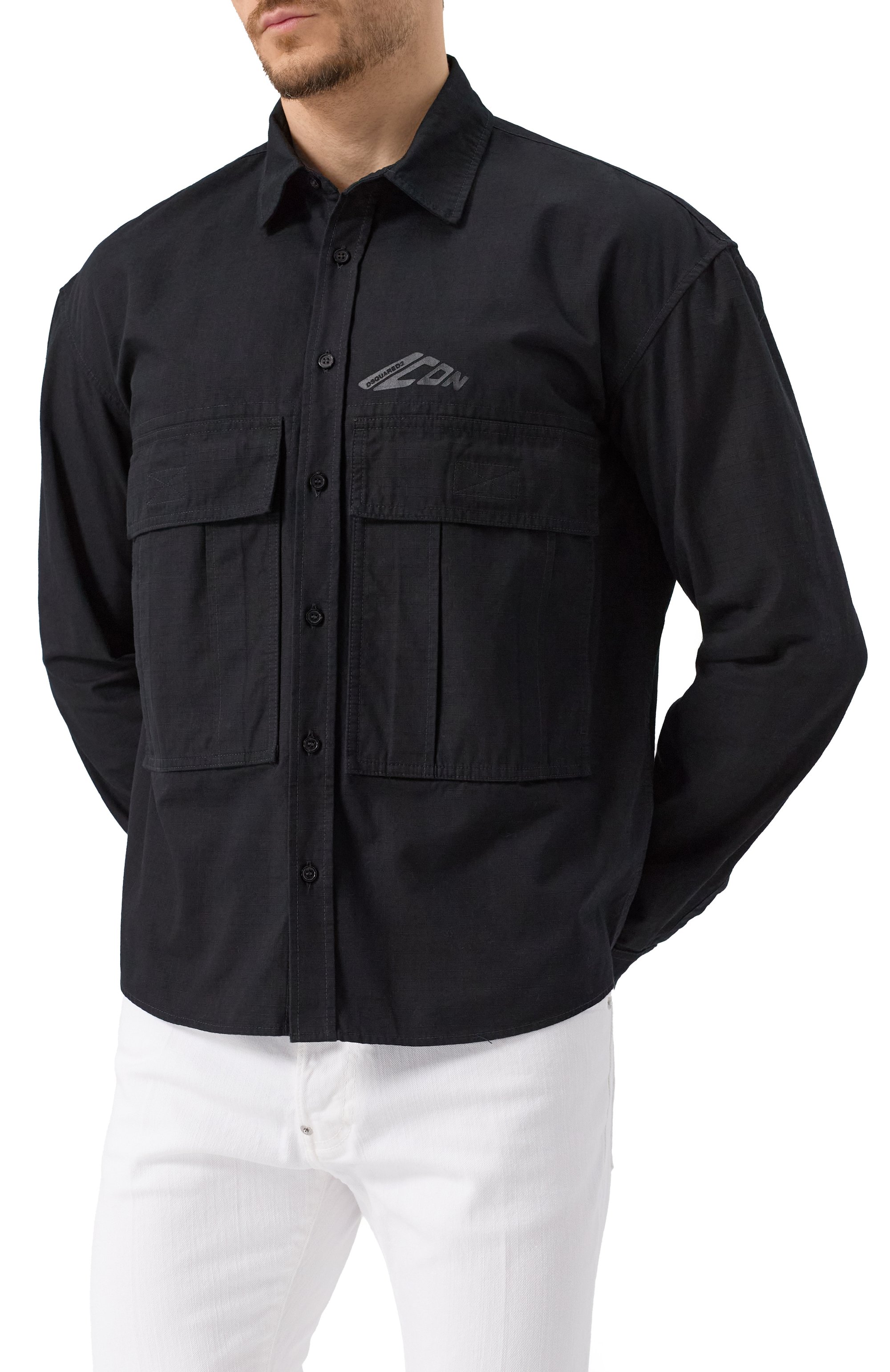 Хлопковая рубашка icon DSQUARED2 черного цвета по цене 59950 руб., арт. S79DL0052/D35224, фото 3 Хлопковая рубашка icon DSQUARED2, арт. S79DL0052/D35224, фото 3