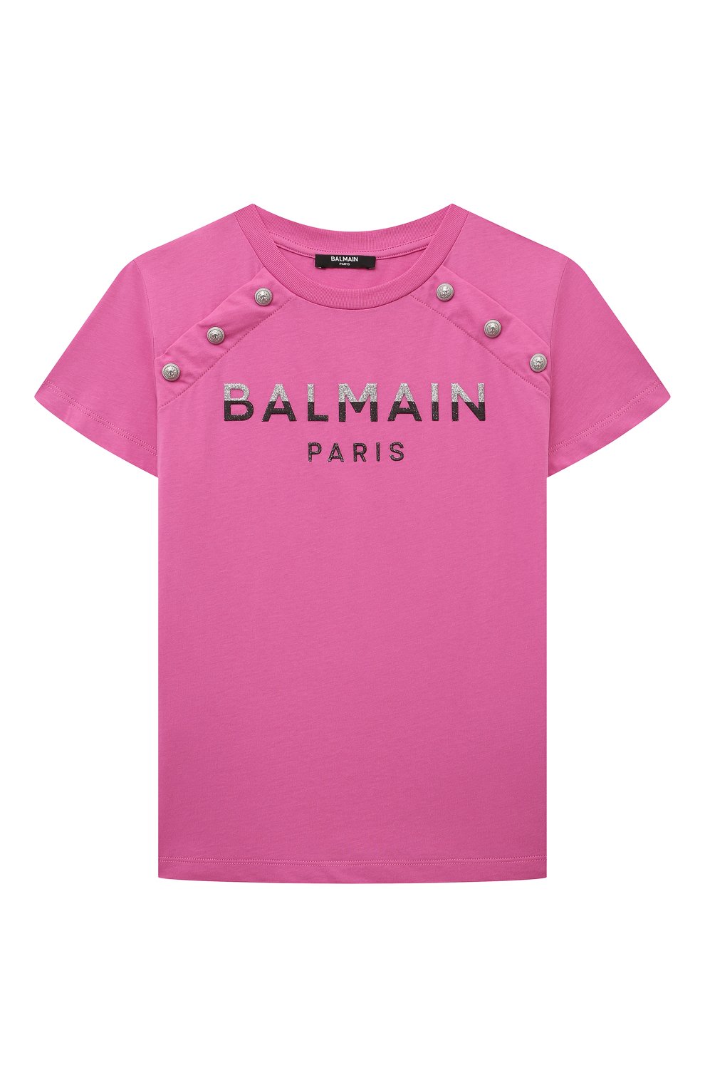 Хлопковая футболка BALMAIN фуксия цвета по цене 28550 руб., арт. BV8B11, фото 1 Хлопковая футболка BALMAIN, арт. BV8B11, фото 1