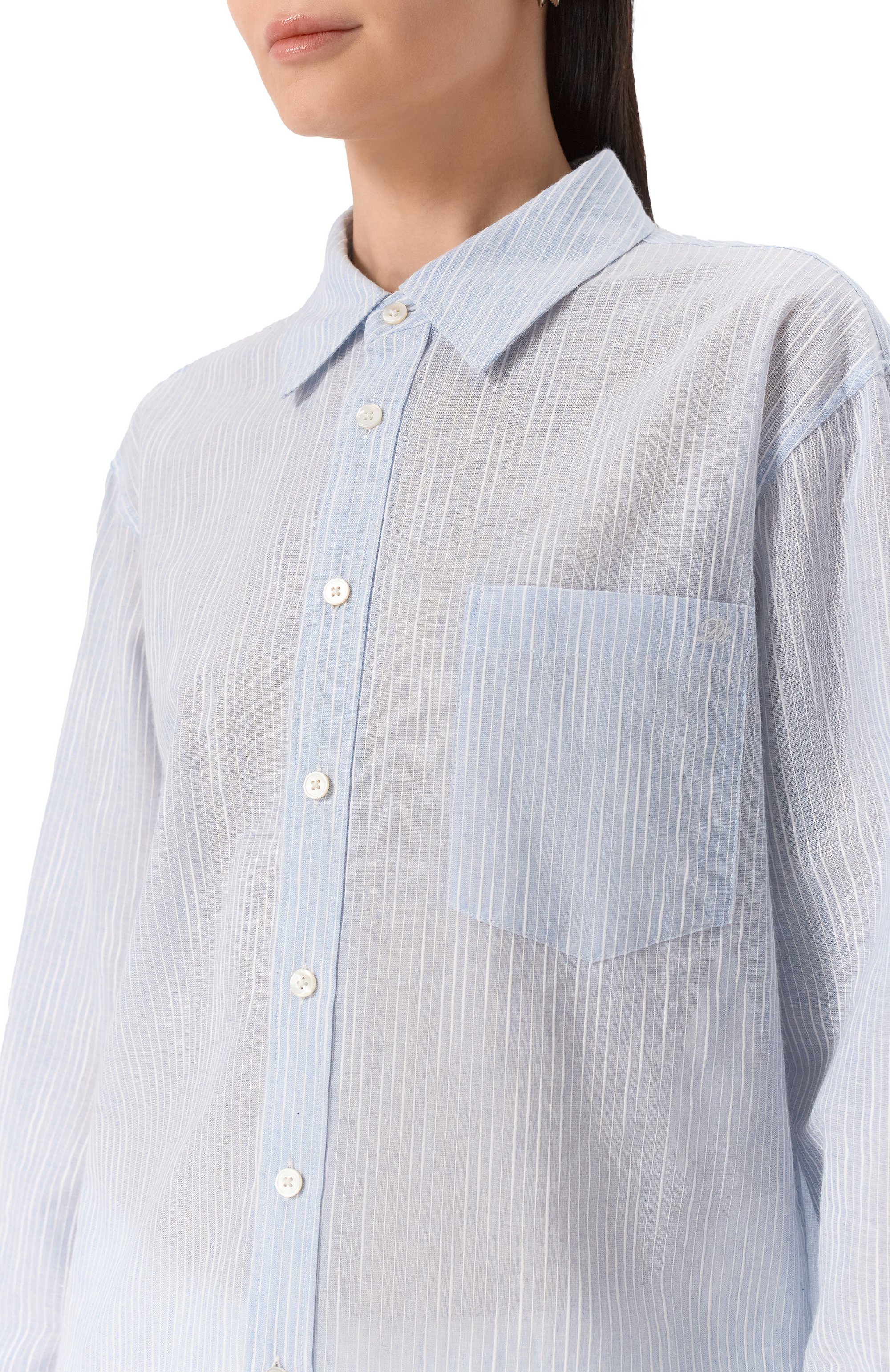 Хлопковая рубашка DUNST голубого цвета по цене 12600 руб., арт. UDSH5B123B2, фото 5 Хлопковая рубашка DUNST, арт. UDSH5B123B2, фото 5