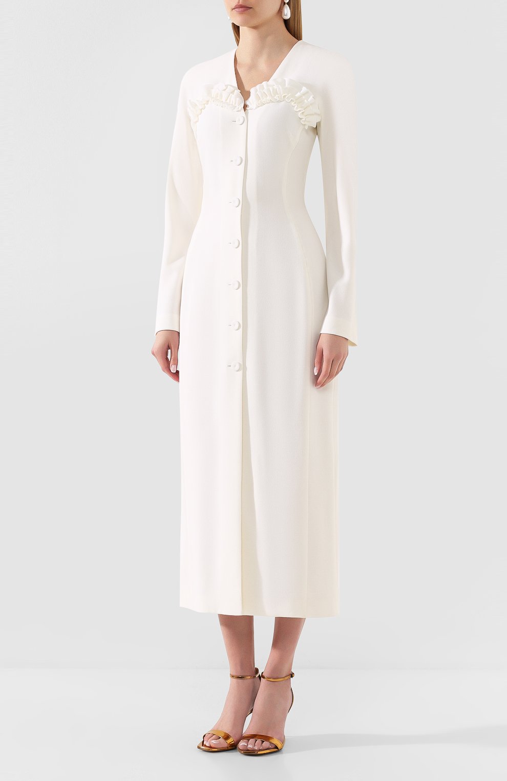 Платье-миди ULYANA SERGEENKO бежевого цвета по цене 230000 руб., арт. ABM018FW19P (1340т19), фото 3 Платье-миди ULYANA SERGEENKO, арт. ABM018FW19P (1340т19), фото 3