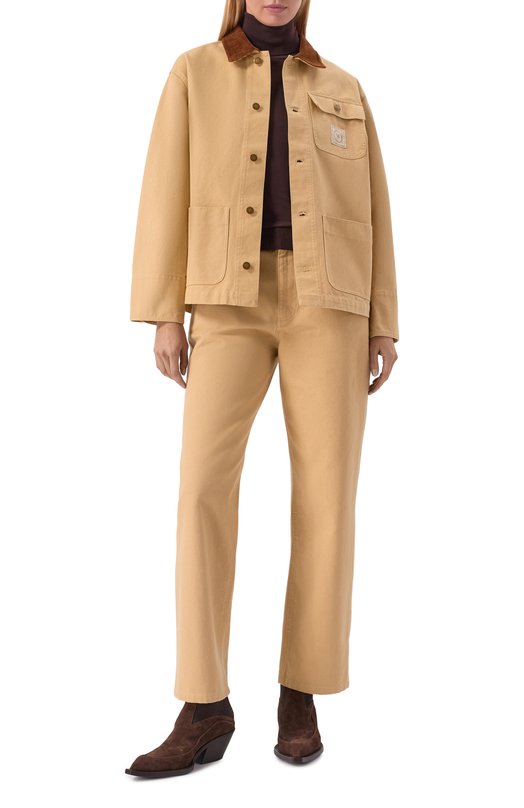 Хлопковая куртка Sporty and Rich JA06565305BE09 Бежевый  JA06565305BE09 Фото 2