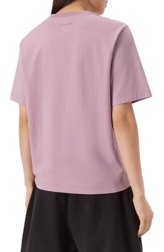 Женская хлопковая футболка DSQUARED2 розового цвета, арт. S75GD0453/D20035 | Фото 4 (Рукава: Короткие; Драгоценные камни: Проставлено; Длина (для топов): Стандартные; Материал спла�ва: Проставлено; Принт: С принтом; Стили: Кэжуэл; Материал внешний: Хлопок)