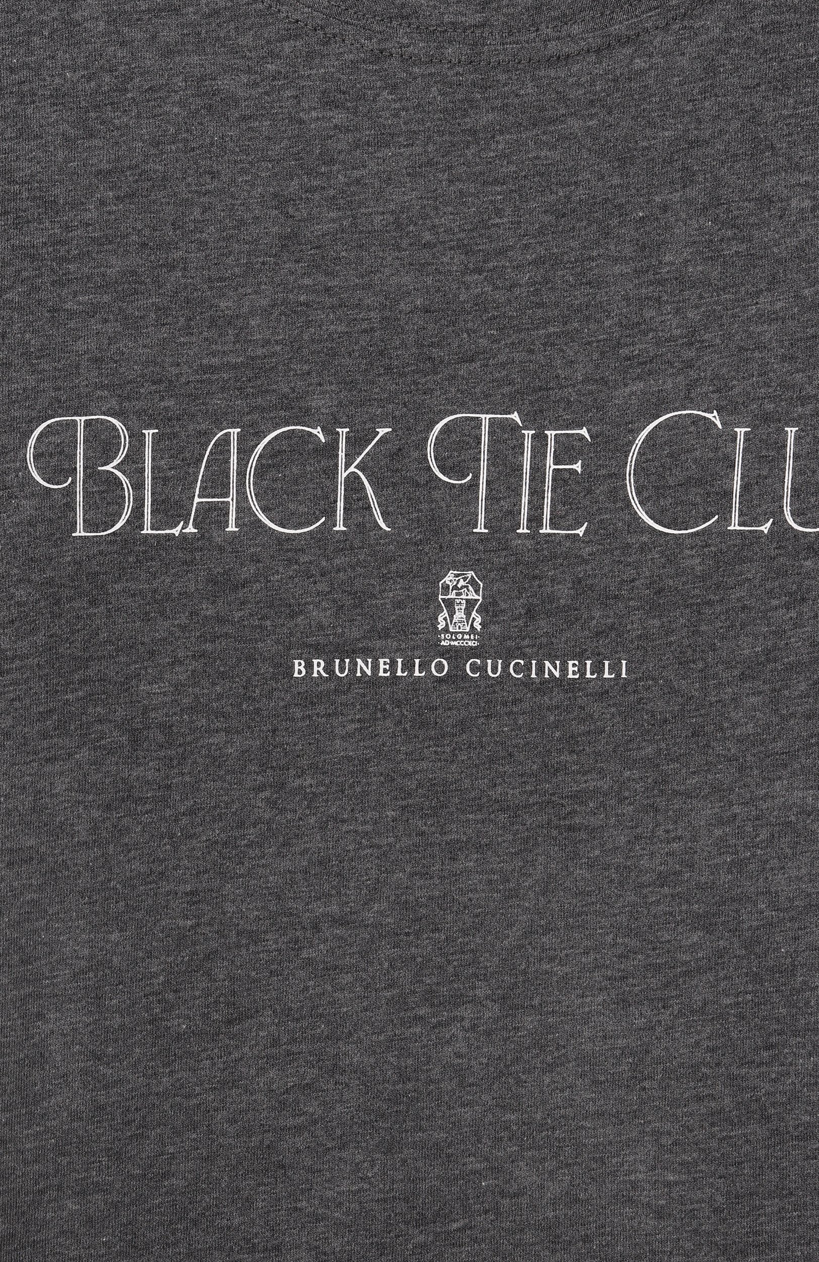 Хлопковая футболка BRUNELLO CUCINELLI темно-серого цвета по цене 28750 руб., арт. B0B13S154B, фото 3 Хлопковая футболка BRUNELLO CUCINELLI, арт. B0B13S154B, фото 3