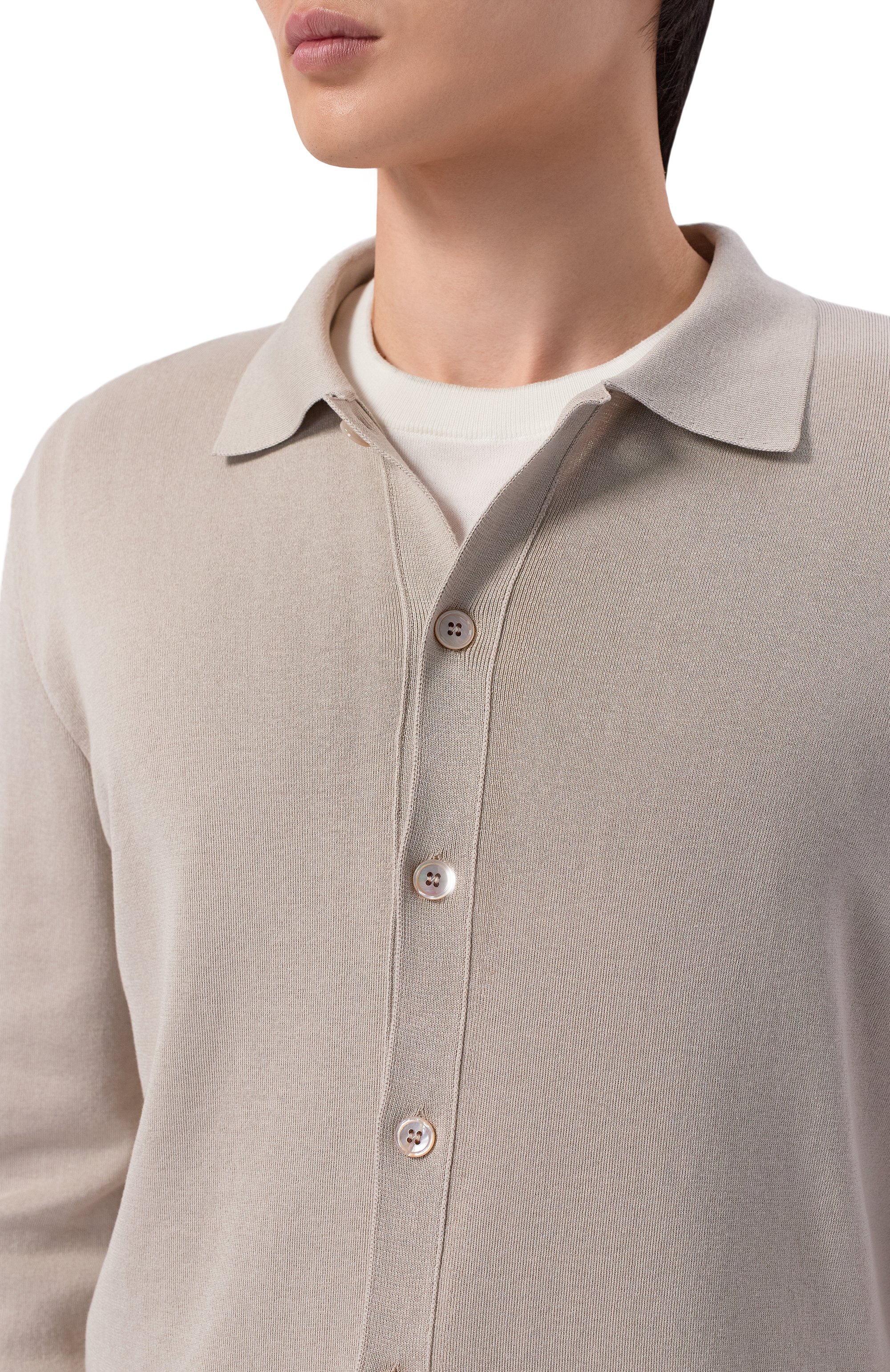 Рубашка из шелка и хлопка MVST бежевого цвета по цене 134500 руб., арт. M26.2PM.K104/Y201 KNIT SETA C0T0NE, фото 5 Рубашка из шелка и хлопка MVST, арт. M26.2PM.K104/Y201 KNIT SETA C0T0NE, фото 5