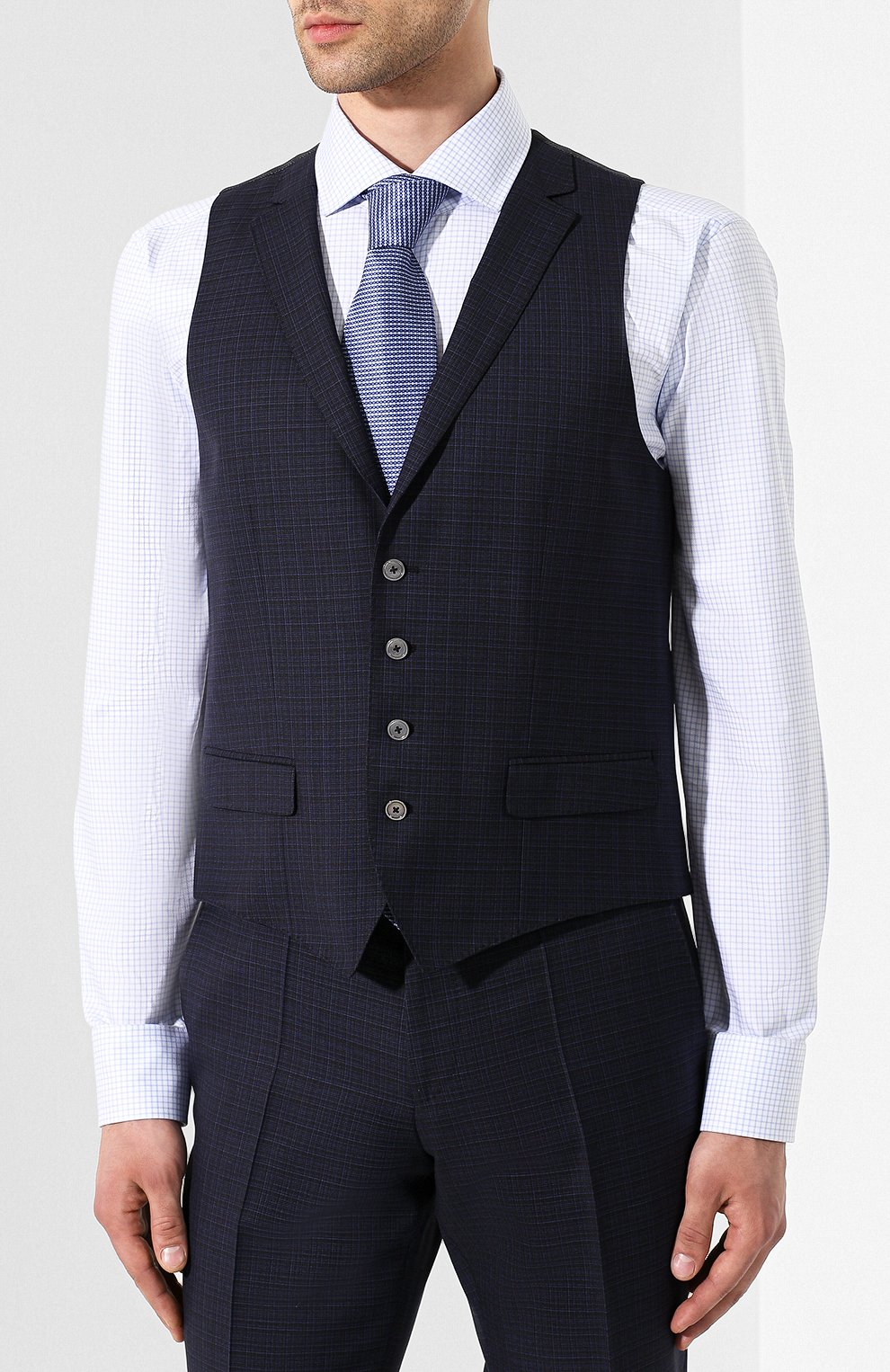 Шерстяной костюм-тройка BOSS синего цвета по цене 74000 руб., арт. 50412061, фото 4 Шерстяной костюм-тройка BOSS, арт. 50412061, фото 4