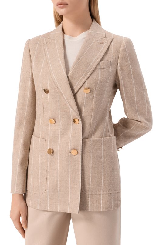 Жакет из шерсти и хлопка Max Mara RI0M Бежевый  RI0M Фото 3