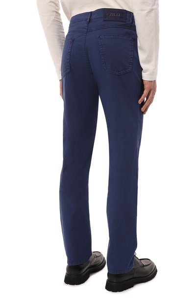 Хлопковые брюки ZILLI синего цвета по цене 119000 руб., арт. CP904BM0480VZL000, фото 4 Хлопковые брюки ZILLI, арт. CP904BM0480VZL000, фото 4