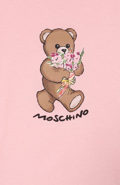 Хлопковая футболка MOSCHINO светло-розового цвета по цене 10850 руб., арт. HGM06K/LAA02, фото 3 Хлопковая футболка MOSCHINO, арт. HGM06K/LAA02, фото 3