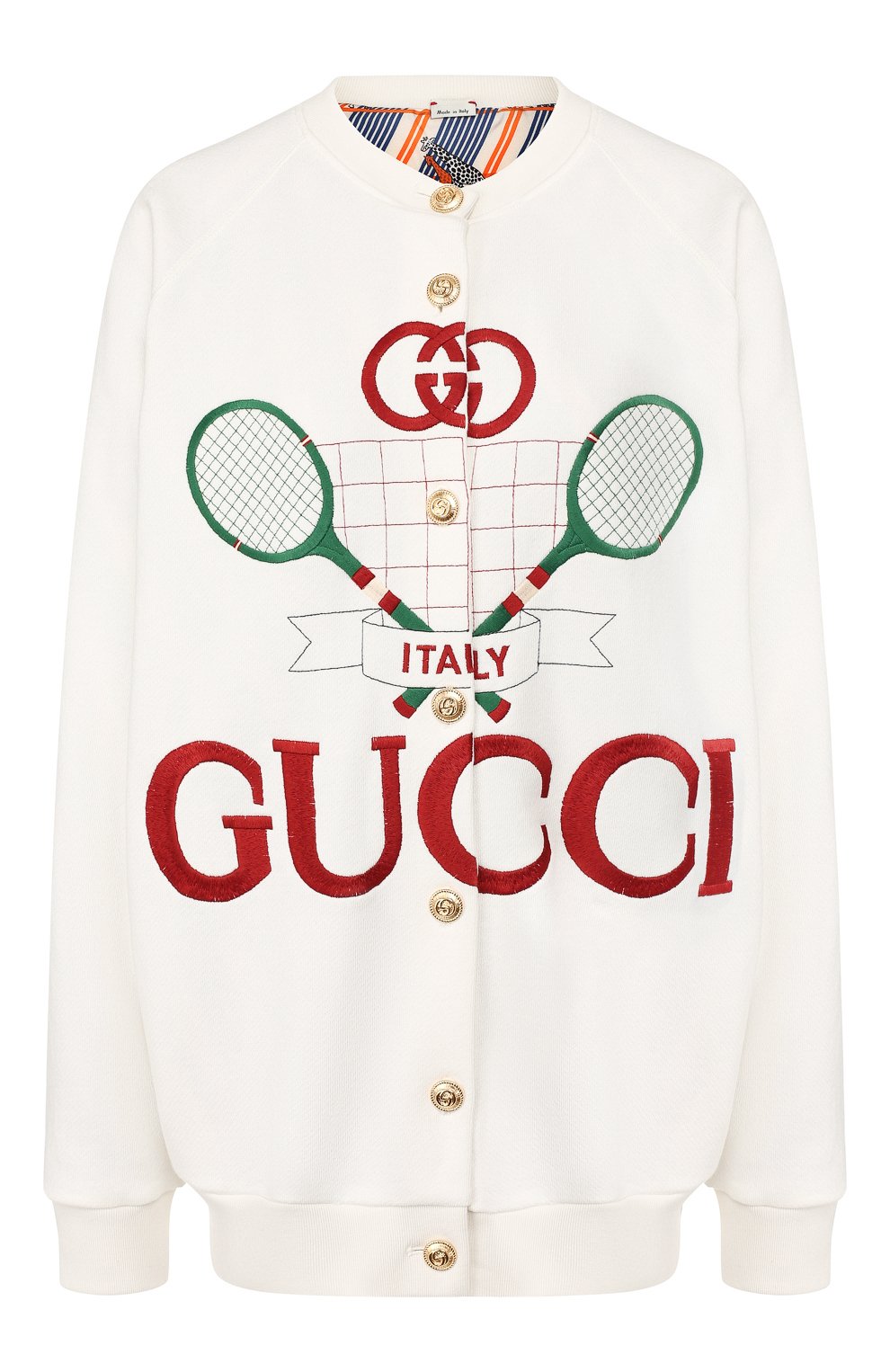 Хлопковый кардиган GUCCI белого цвета по цене 155000 руб., арт. 581165/XJBI0, фото 1 Хлопковый кардиган GUCCI, арт. 581165/XJBI0, фото 1
