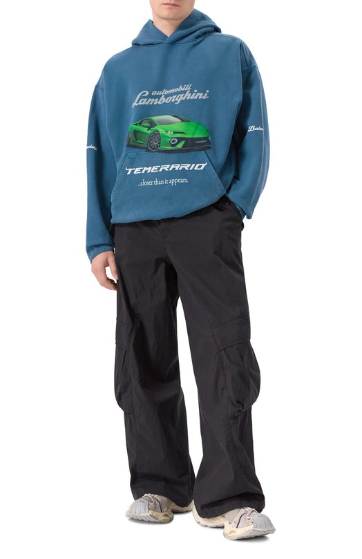 Хлопковое худи Balenciaga x Automobili Lamborghini Balenciaga 767877/TSVT9 Голубой  767877/TSVT9 Фото 2