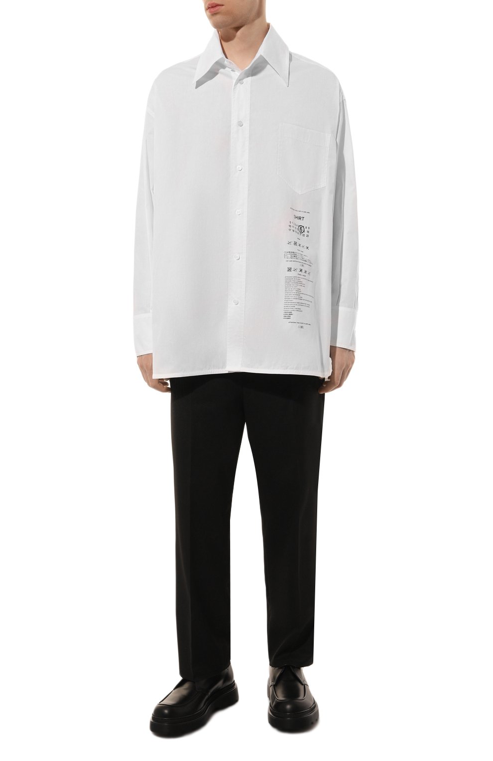 Хлопковая рубашка MM6 белого цвета по цене 61550 руб., арт. SH0DT0014/M35152, фото 2 Хлопковая рубашка MM6, арт. SH0DT0014/M35152, фото 2