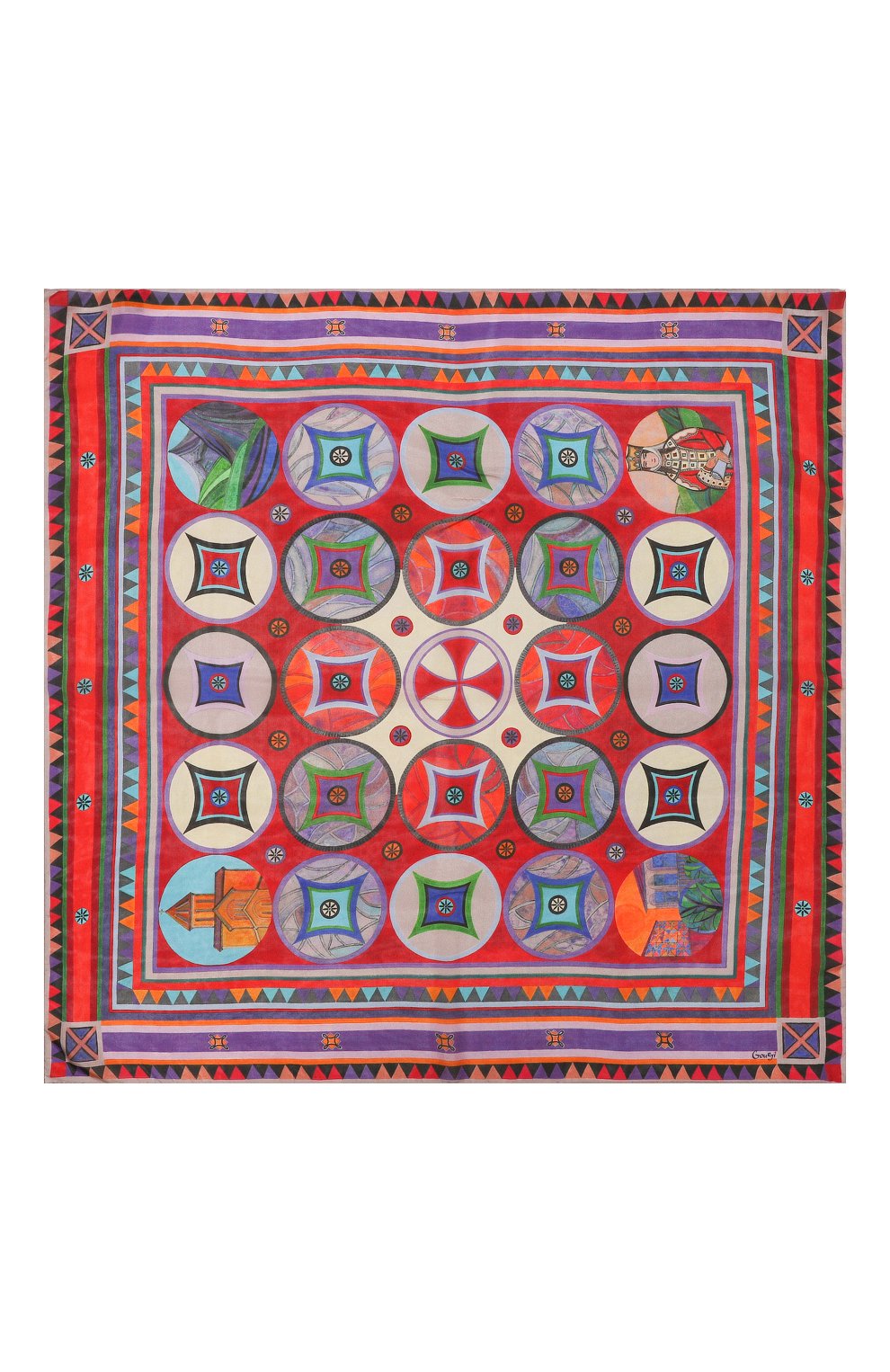 Шелковый платок грузия GOURJI разноцветного цвета по цене 14990 руб., арт. T26GR1, фото 4 Шелковый платок грузия GOURJI, арт. T26GR1, фото 4