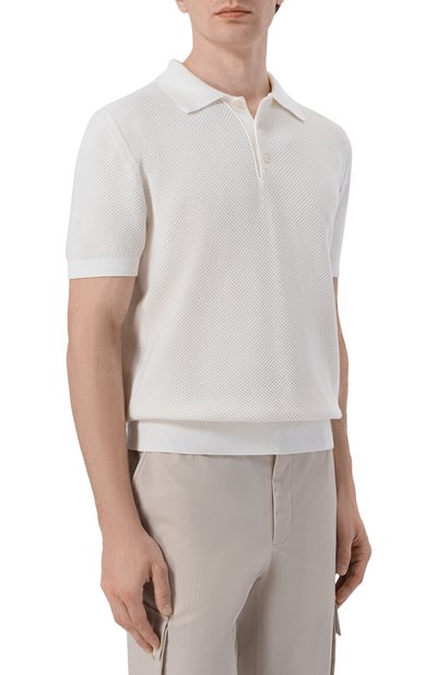 Хлопковое поло CANALI белого цвета по цене 59650 руб., арт. C0127/MK02461, фото 3 Хлопковое поло CANALI, арт. C0127/MK02461, фото 3