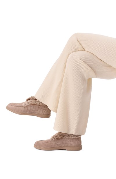 Женские замшевые дезерты с отделкой из кролика SANTONI, арт. WUYG59712TTGADLP