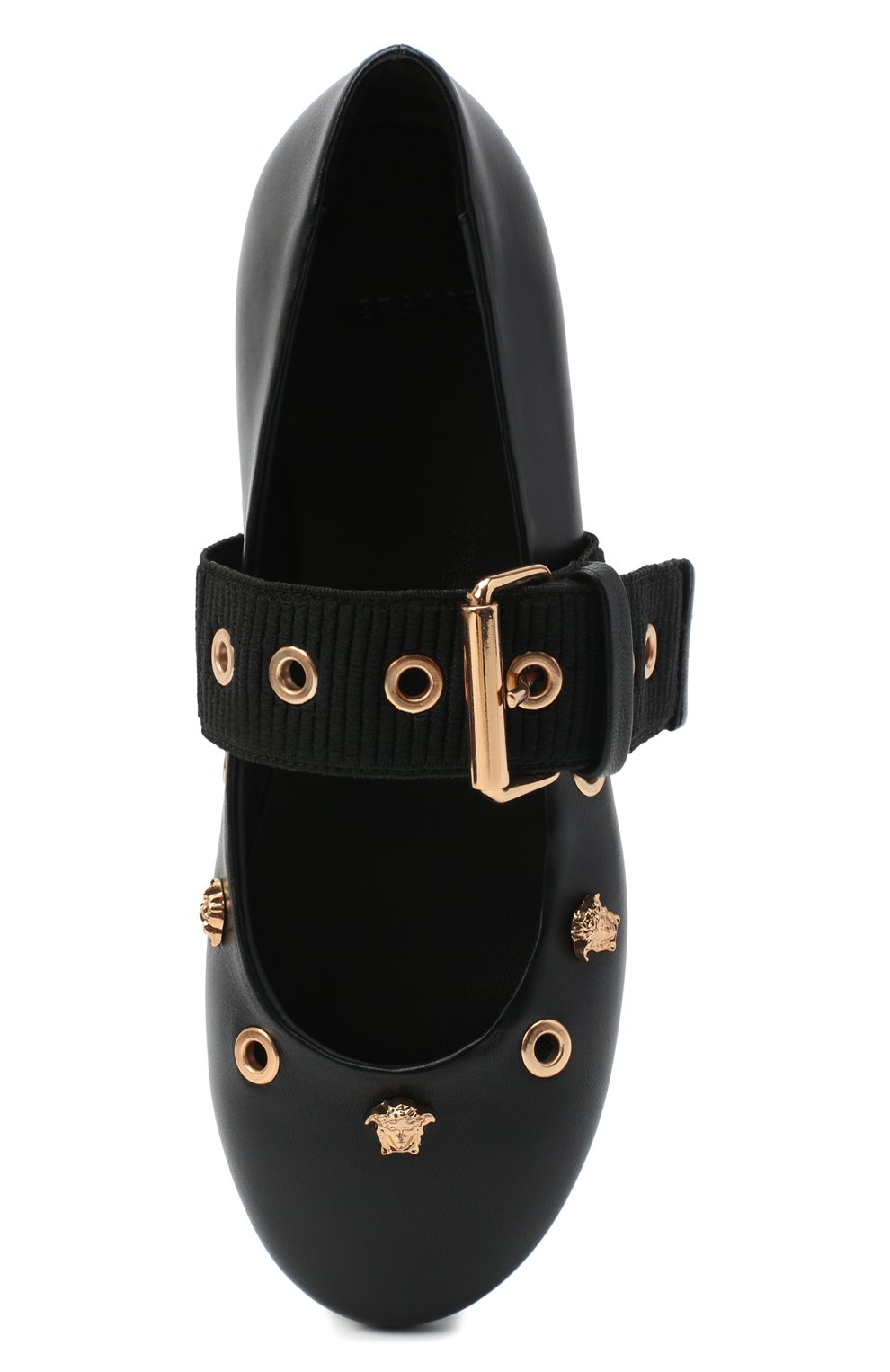 Кожаные балетки VERSACE черного цвета по цене 45850 руб., арт. YHF00048/YB00354/34-40, фото 4 Кожаные балетки VERSACE, арт. YHF00048/YB00354/34-40, фото 4