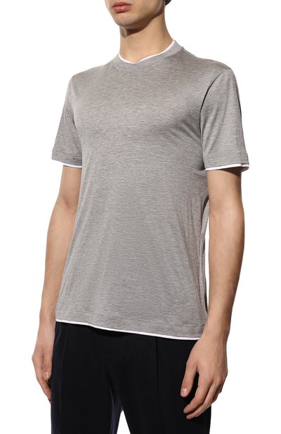 Футболка из шелка и хлопка BRUNELLO CUCINELLI, арт. MTS467427, фото 3