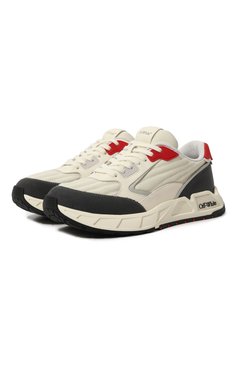 Мужские кожаные кроссовки runner OFF-WHITE белого цвета, арт. 0MIA283F23FAB0010125 | Фото 1 (Материал внешний: Текстиль; Материал сплава: Проставлено; Стили: Классический; Материал внутренний: Текстиль; Подошва: Массивная; Драгоценные камни: Проставлено)