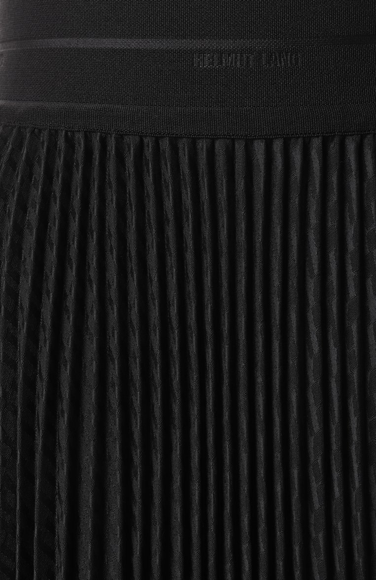 Женская плиссированная юбка HELMUT LANG черного цвета, арт. 010HW302 | Фото 6 (Длина Ж (юбки, платья, шорты): Миди; Драгоценные камни: Проставлено; Материал сплава: Проставлено; Стили: Кэжуэл; Женское Кросс-КТ: юбка-плиссе; Материал внешний: Синтетический материал)
