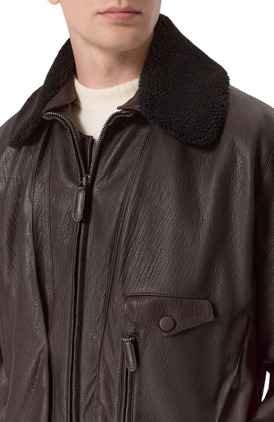 Кожаный бомбер с воротником из овчины GIORGIO ARMANI, арт. GM004415/AF30055, фото 5