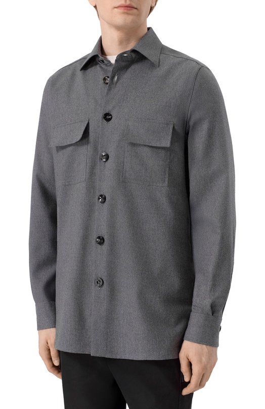 Шерстяная рубашка Kiton UMC016K0124G02 Серый  UMC016K0124G02 Фото 3