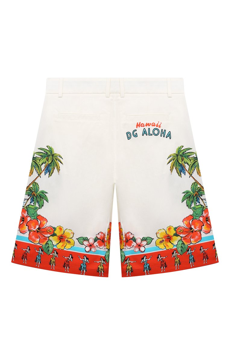 Детские хлопковые шорты DOLCE & GABBANA белого цвета, арт. L43Q25/G7L7S | Фото 2 (Нос: Не проставлено; Материал внешний: Хлопок; Случай: Повседневный; Автоматизация состава: Проставлено; Ростовка одежда: 4 года | 104 см, 5 лет | 110 см, 6 лет | 116 см, 8 лет | 128 см, 10 - 11 лет | 140 - 146см, 12 лет | 152 см, 13 - 15 лет | 158 см, 2 года | 92 см, 3 года | 98 см)