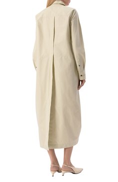 Женское хлопковое платье JIL SANDER светло-зеленого цвета, арт. J04CT0005-J45002 | Фото 4 (Длина Ж (юбки, платья, шорты): Миди; Рукава: Длинные; Драгоценные камни: Проставлено; Материал сплава: Проставлено; Случай: Повседневный; Женское Кросс-КТ: Платье-одежда; Стили: Кэжуэл; Материал внешний: Хлопок)