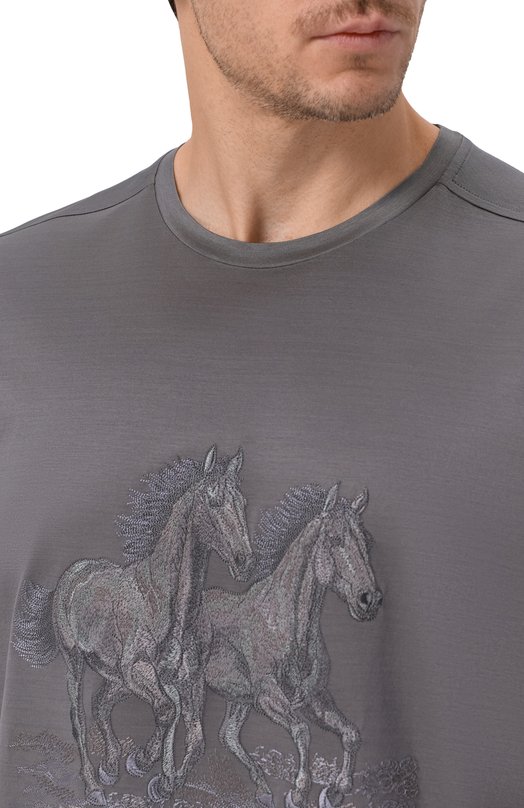 Хлопковая футболка Stefano Ricci MNH6205360/TE001 Серый  MNH6205360/TE001 Фото 5