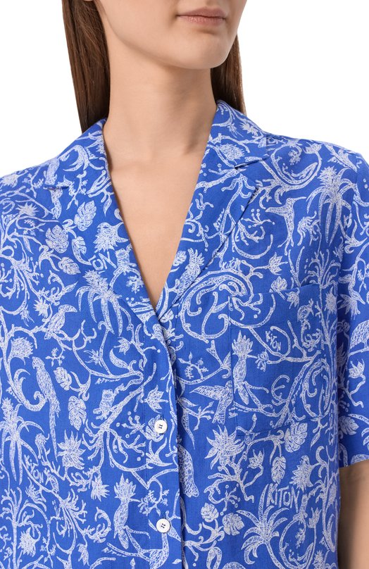 Льняная рубашка Kiton D58459H08903 Синий  D58459H08903 Фото 5