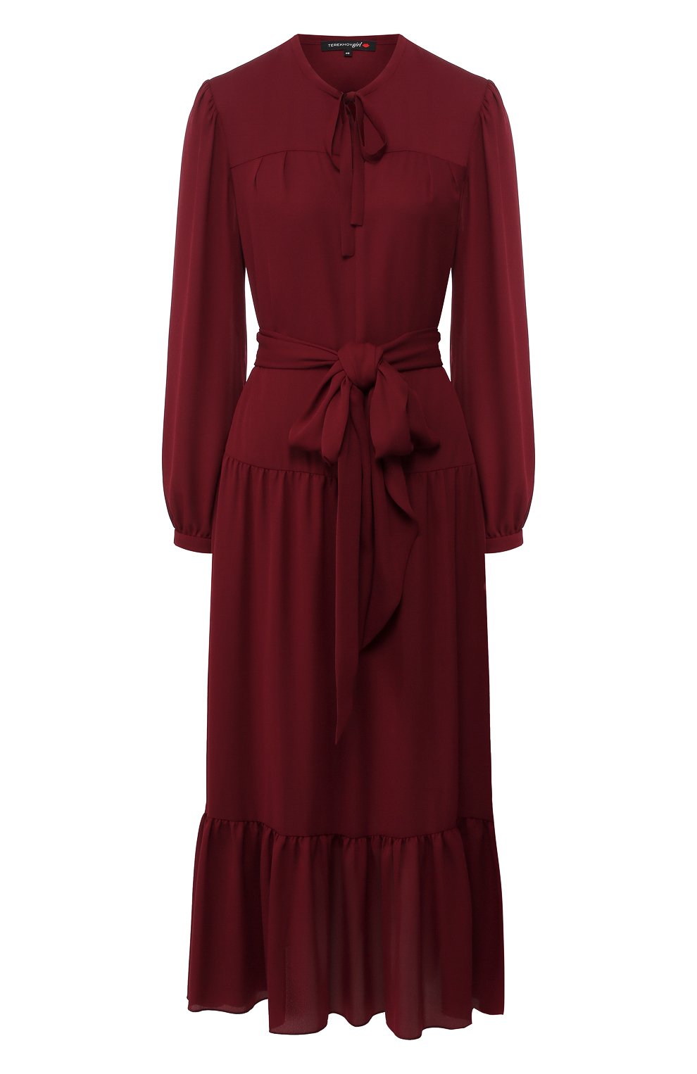 Платье с поясом TEREKHOV GIRL бордового цвета по цене 22000 руб., арт. 2D125/8320.606/W20, фото 1 Платье с поясом TEREKHOV GIRL, арт. 2D125/8320.606/W20, фото 1