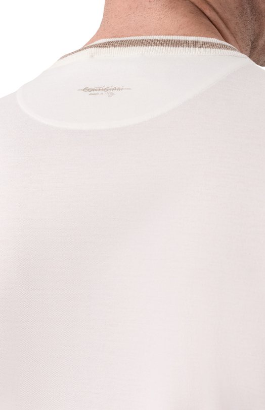 Футболка из хлопка и шелка Cortigiani 4AJ635 Кремовый  4AJ635 Фото 5
